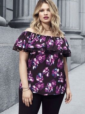 Addition Elle Michel Studio Floral Off the Shoulder Blouse Size 14